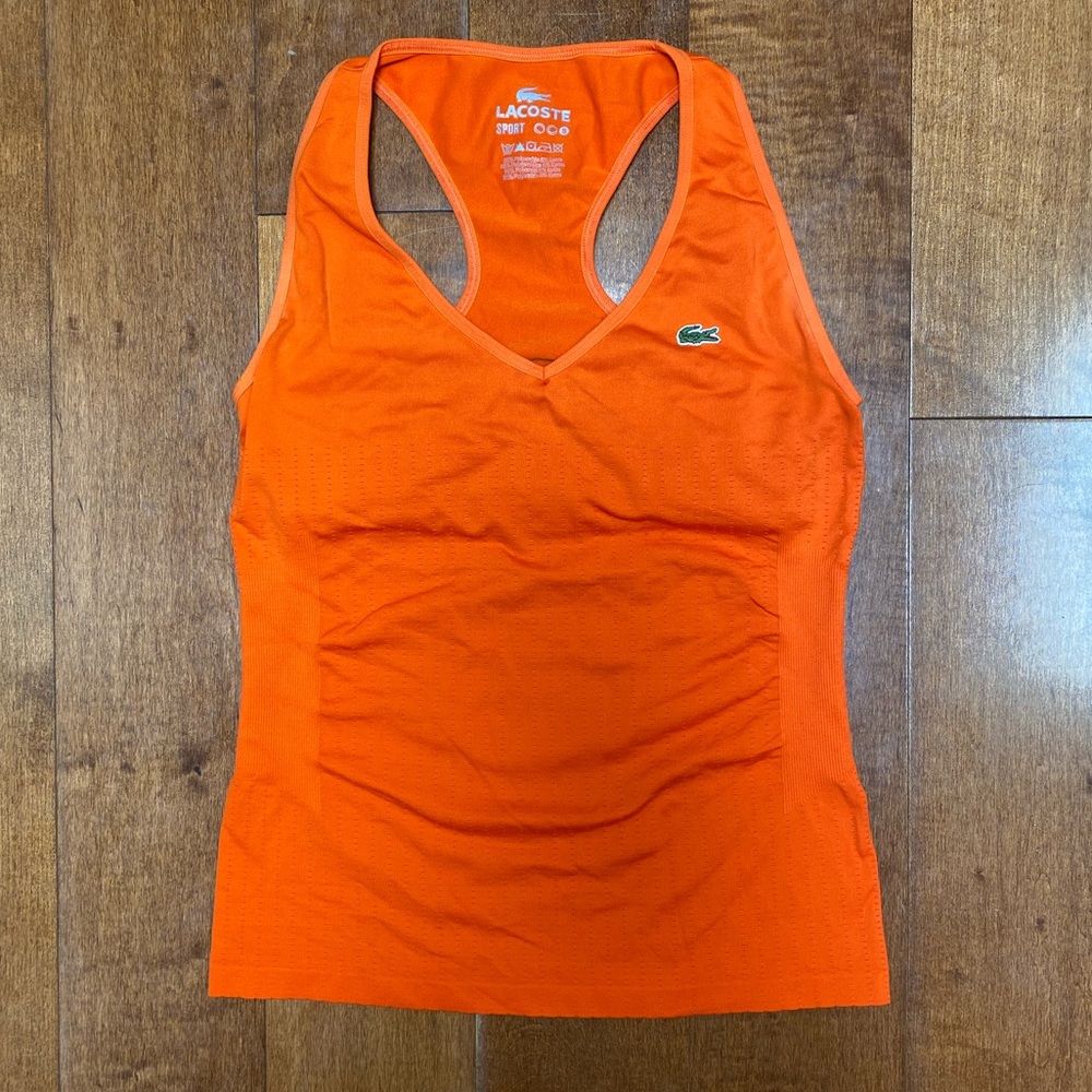 Orange Lacoste Sport Top with Built in Sports Bra
